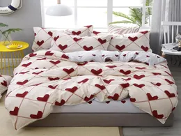 34pcs Bedding Set Soft Heart Red Love Stripe Duvet Cover Pillowcase Bed Sheet Girl Teen Woman Bedroom Decoration Bedspread T200401869806