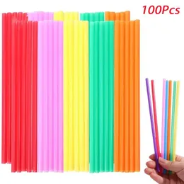 Engångskoppar Straws 100st Plastic Colorful Party Event Drinking Flexible Large Straight Tube Straw Bar Accessories 6 190mm