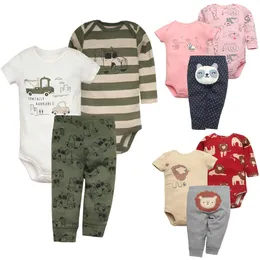 3pcs Baby Bodysuitspants хлопок рожденные детские мальчики летняя карттон детская одежда наборы 024 моли