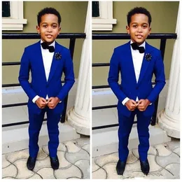 Royal Blue Boy بدلات رسمية عشاء Tuxedos Little Boy Groomsmen الأطفال للأطفال لحفل حفل زفاف بدلة الحفلة الرسمية لبس سروال 226H