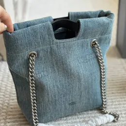 Top designer for women's bags CRUSH small denim chain tote bag lady luxury handbag leather wallet purse