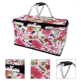 Dinnerware Portable Picnic Basket Rucksack For 2 Red Aluminum Frame Outdoor Insulated Lunch Bag