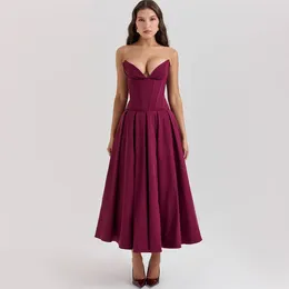 캐주얼 드레스 ming xi 여자 여름 끈이없는 바디콘 드레스 2024 도착 미디 섹시 파티 공식 행사 의류