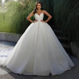 2024 Suknie ślubne w nowym stylu Paski w szyku w szyku w szyku koraliki cekiny cekiny puchowe suknie ślubne vestido de noiva casamento rozmiar zamówienia