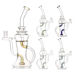 11 tum stor skala Slim Clear Mix Multi Color Fab Egg Multi Color Hookah Glass Bong Dabber Rig Recycler Pipes Water Bongs Smoke Pipe 14mm Kvinnliga Joint Us Warehouse