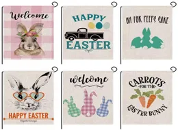 Happy Easter Bunny Garden Flag podwójny rozmiar 125 x 18 cali Spring Rabbit House Flag Flag Flag Outdoor Dekoracja Burlap8679134