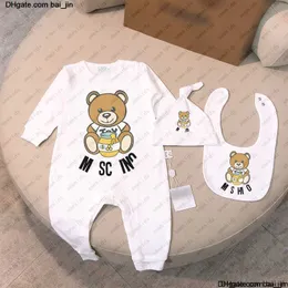 Newborn Baby Designer Rompers Infant Babys Clothes Set Boys bodysuit Printing bear Romper Girl Jumpsuit Bibs Cap Outfits Set 0-24 Month CSD2402031-8