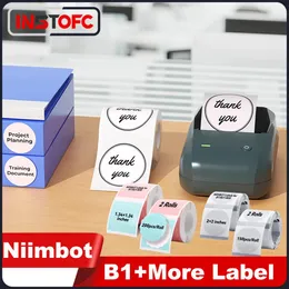 niimbot B1ワイヤレスラベルメーカースワップカラー丸い接着ステッカービジネスラベルプリンターマシン価格ノートペーパー20-50mm 240430