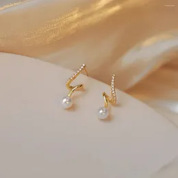 Dangle Earrings Light Luxury 925 Sterling Silver Needle Natural 6A Strong Flat Round Freshwater Pearl Irregular Curve For Women
