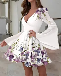 Swobodne sukienki seksowne eleganckie dla kobiet kwiecistą nadruk Butterfly Druku