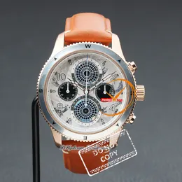 1858 8000 Geosphere 0 Oxygen Quartz Chronograph Mens Watch South Pole Exploration Limited Edition Rose Gold Gray Black Dial Brown Leather Puretime Stopwatch PTMBL