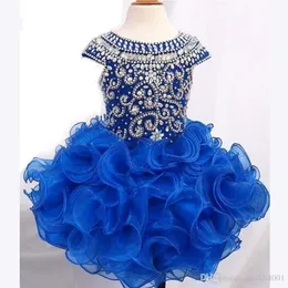 2022 Cupcake Girls Pageant Elbiseler Toddler Organza Fırfır Çocuk Balo Elbise Kristal Küçük Kız Balo Gowns İlk Komünyon Elbise 303f