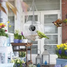 기타 조류 용품 스마트 피더 아크릴 카메라 하우스 애완 동물 투명 1080p HD 야외 정원을위한 쉬운 설치