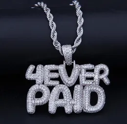 Iced Out CZ Bling 4Everpaid Pendant Necklace Mens Micro Pave Cubic Zirconia Simulated Diamonds Necklace Foreverpaid1597171