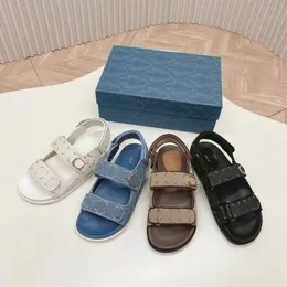 Dhgate Rubber Sandal для женского мужского дизайнерского обувного мешка роскошные вышивные вышивки слайд Гладиатор Летний пляж джинсовый джинсовый тур