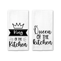 Queen Of The Kitchen Let's Cook Funny Sublimation Microfiber Waffle Tea Towel Christmas Gift