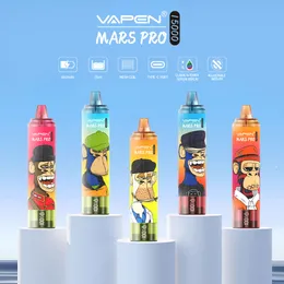 Vapen Mars Pro 15000 Puffs Vape Vaper 15000 15K Puff 15K 9K Pro Vape verfügbar E-Zigaretten 25ml Display Bildschirm Einweg