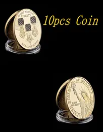 10pcs Craft Unites States Of America In God We Trust 24k Gold Plated Medal Honor Liberty Symbol Challenge Coins3062532