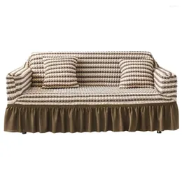 Stuhlabdeckungen 2024 Leichte Luxus-Seerucker-Stoff-Sofa-Abdeckung All-Inclusive-Nicht-Rutsch-Kombination Koreaner Slipcover Four Seasons Universal