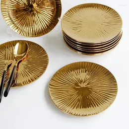 Teller goldener Luxus Hochzeitsplatten Set Partys Küchensauce Dessert Sushi -Abendessen servieren Gerichte Japanische Vajilla Diner Platten