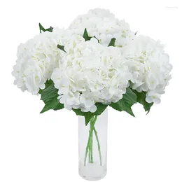 Flores decorativas 20 "Touch real hidrangea Latex artificial Fake for Home Wedding Bouquet Table Centerpieces Decor 4pcs