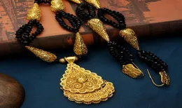 Catene Collana di perle di lusso etniche Collana a ciondolo a ciondolo oro allegato algerino Collane a catena lunga per donne Arabia Jewe3915318