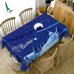 Tischtuch blaues Weihnachtsabend Muster Tischdecke Happy Jahr Esssee Home Party Dekor Waschbare rechteckige Abdeckung