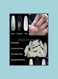 Falsche Nägel Nail Art Salon Gesundheit Schönheit Ganz 600pcsbag Ballerina Spitzen transparentnaturaler Sargform flache Form Flamm Maniküre 2105334