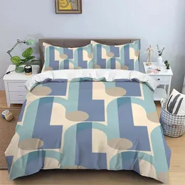 Bedding Sets Brushed Polyester 3-piece Set Warm And Skin Friendly Comfortable Beige Lake Water Blue Sky Creative Combination