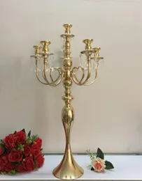 Golden 5 Heads 3 Arms Candelabra Candle Holders Стол Свадебные центральные вечеринки и мероприятие Candlesticks Home Decoration6198160