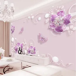 Wallpapers Mural Papel De Parede Custom Wallpaper Warm Fashionable Butterfly Love Flower Jewelry Background Wall Papier Peint Behang