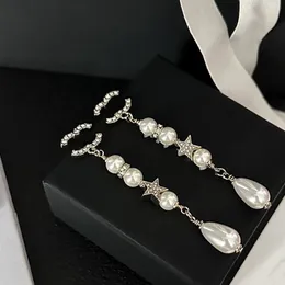 Markendesigner C-Letter-Bolzen Kupferbrief Ohrringe 925 Silber Geometrische Frauen Inlay Diamant Strass Messing Earring Hochzeitsfeier Schmuck