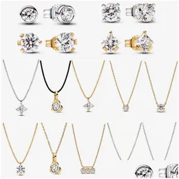 Colares pendentes Novo 925 Sier para mulheres com jóias brilhantes de jóias Diy Fit Pandoras Bezel Lab Lab Lab Diamond Designer Gold Colar Hig Othkh