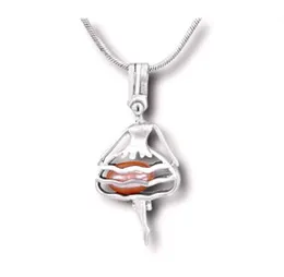 18KGP Dance Girl Cage Pendant Mounting Can Hold Pearl Beads Ballet Lady Shape Locket Pendant Necklace Fitting Lovely Charms5922894