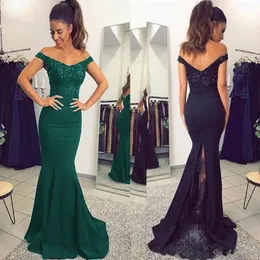 2022 손님을위한 Hot Navy Emerald Wedding Dresses for Gridesmaid Dress Beaded Lace Off Shoulder Mermaid Evening From Dress of Honor Gow 259s