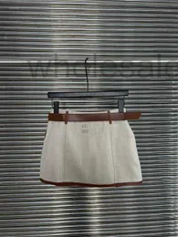 Skirts designer Designer Brand MIU Fashion brand pleated A-line skirt 24 new spring/summer leather bag edge custom belt letter applique embroidered BNH2