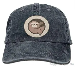 pzx Unisex Adult Lazy Cartoon Sloth Circle Dyed Washed Cotton Denim Baseball Cap Hat244498492584794967