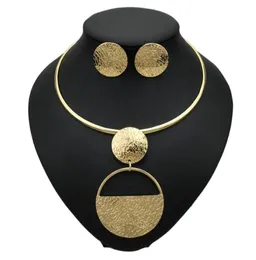 Панк Goldcolor Geometric Metal Fashion Settry для женских ожерелья для женщин -колье, серьги, набор заявления Collier Bijoux9046487