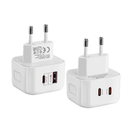 Portas duplas USB-C PD Charger Tipo C Adatpers 40W 20W UK UK Plugues de carregador de parede UK para Samsung Xiaomi Huawei