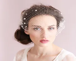 Pearl Beaded Birdcage Veil One Layer Delicate Handmade Net Bridal Hair Accessories 2017 New Style8191122