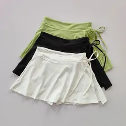 Active Shorts Sports Yoga Skirt Badminton Tennis Pants Half-body Quick Drying Pocket Side Split Outwear Pantskirt