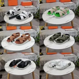 2024 Summer Electric Women Sandals Shoes Rubber Sole Wide Light Sole Calfskin Leather Beach Slide Casual Flats Slide Comfort Walking Size 35-40