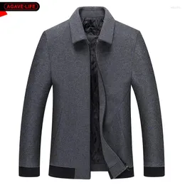 Men's Jackets Autumn Winter Jacket Bussiness Lapel Casual Woolen High Quality Comfortable Coat Drop