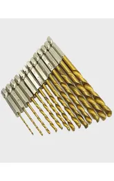 13st Titanium Coated Drill Bit Set 14 Hex Shank 1565mm skruvmejsel Drill Bit HSS JllGEW Home0033857407