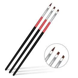 Ucuz 3 PC/SET Tırnak Fırçaları Çivi Art Astar fırçası için ayarlanmış DIY tırnak salonu için siyah metal saplı UV Jel Fırçası
