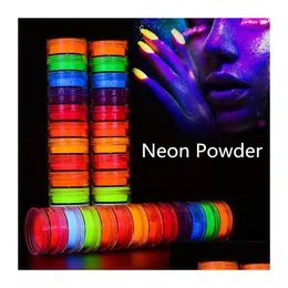Lidschatten Neon Party Pulver 12 Farben in 1 set leuchtend Lidschatten Nagel Glitzer Pigment Fluoreszenz Maniküre Nägel Kunst Drop -Lieferung H otc79
