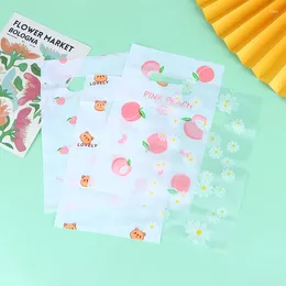 Gift Wrap 10Pcs Small Bear Daisy Peach Plastic Bag With Handle Pretty Mini Mixed Pattern Jewelry Earring Shopping Pouch