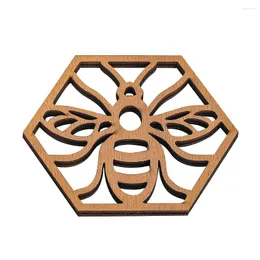 Tischmatten 1pc Holzausschnitt schnitzen kreative Bienen -Hive -Dekoration Untersetzer Tischemat Spaß Kombination DIY Holiday Decor Accessoires Kunsthandwerk