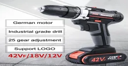 2Speeds Electric Drill Cordless Drickdriver 21V 18V 12Vリチウムバッテリーコードレスドリルミニドリルコードレスドライバーパワーツール7470989