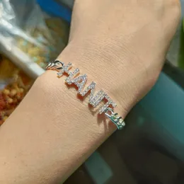 Dodoai benutzerdefinierte Name Armband Kristall 9mm Buchstaben glänzende Frauen Kinder Kubanische Kette Einstellbare Stretchbuchstaben Armbänder Geschenke 240422